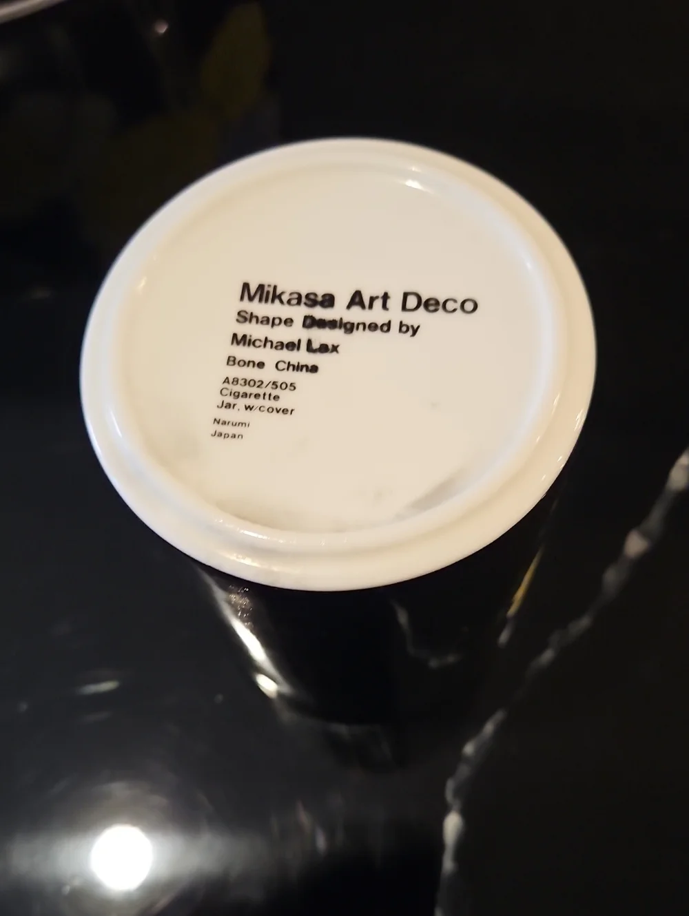 Mikasa Black and White Bone China Cigarette Jar Designed By Michael Lax